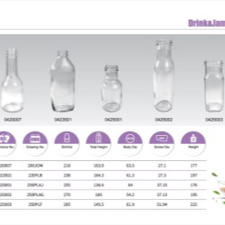 Clear Glass Drink Bottles 215ml - 270ml